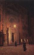 unknow artist Street at night oil painting on canvas